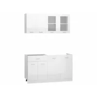 4 pcs ensemble de meubles de cuisine, meuble bas cuisine, armoires rangement de cuisine blanc brillant aggloméré pewv65813 meuble pro