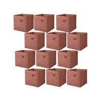 lot de 12 cubes de rangement pliables en tissus avec poignée - 30x30x30cm - rouge tomette