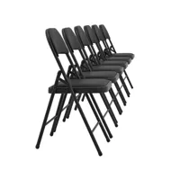 [pro.tec] lot de 6 chaise de bureau chaise de conférence similicuir métal noire 46 cm x 80 cm x 50 cm