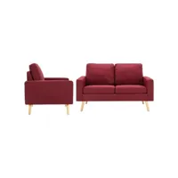 ensemble de canapés 2 pcs，banquette sofa pour salon tissu rouge bordeaux cniw292667