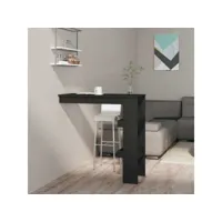 table de bar murale table haute  table de cuisine noir 102x45x103,5 cm bois d'ingénierie meuble pro frco32667
