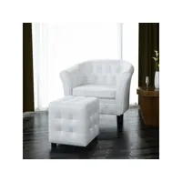 fauteuil avec repose-pied  fauteuil de relaxation fauteuil salon blanc similicuir meuble pro frco33233