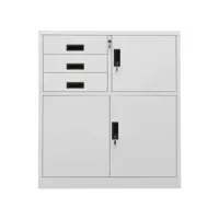 armoire de bureau gris clair 90x40x102 cm acier