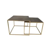 fletcher - set de 2 tables basses carrés - métal - doré antique - 55 x 42 x 55 cm