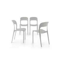 mobili fiver, lot de 4 chaises de salle à manger amanda, gris, made in italy