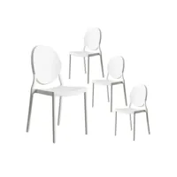 glow - lot de 4 chaises médaillon empilables pp blanc
