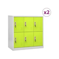 armoires à casiers 2 pcs gris clair et vert 90x45x92,5 cm acier