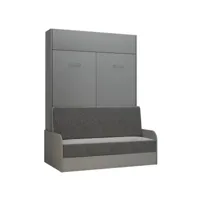 armoire lit escamotable dynamo sofa accoudoirs structure gris mat canapé gris couchage 140*200 20100994450