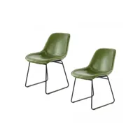 lot de 2 chaises fait main ata vert 65x50 bsci en skaï idéal pour un salon