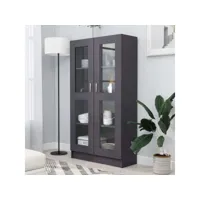 armoire à vitrine - bibliothèque étagère de rangement - style industriel gris 82,5x30,5x150 cm aggloméré meuble pro frco17716