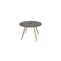 table de jardin ronde - acier thermolaque + nassilium en lamelles - diametre 110 cm tabround110stone