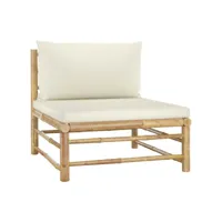 canapé de jardin central  sofa banquette de jardin avec coussins blanc crème bambou meuble pro frco17846