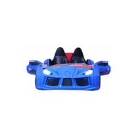 lit voiture de sport bleu à led avec effets sonores competition 90x190 cm