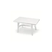 table de jardin rectangulaire en résine blanche 140x80xh73 cm
