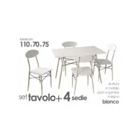 table de cuisine rectangulaire avec quatre chaises 110x 70 x 75 h blanc