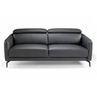 3-sitzer-sofa mit lederbezug und schwarzen stahlbeinen