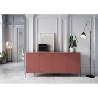 bobochic ensemble tanya avec buffet 200 cm + meuble tv 200 cm + table basse 70 cm rouge