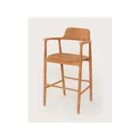 chaise de bar en teck massif - 59 cm - couleur marron