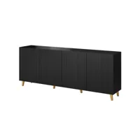 sanna - buffet bas - 200 cm - style contemporain - best mobilier - noir