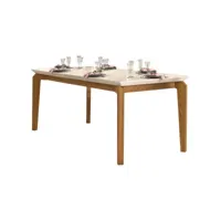 table à manger 6 personnes chêne et blanc plateau verre 170 x 90 x 80 cm 16212.196