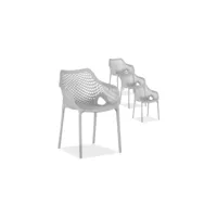 chaise de jardin avec accoudoirs lot de 4 grises 2442