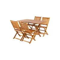 ensemble de teck,table rectangulaire 120cm x70cmx76cm et 4 chaises pliantes i34129018