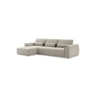 canapé angle gauche tissu microfibre taupe dossiers réglables - billy