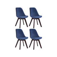 clp lot de 4 chaises de salle à manger borneo v2 en velours , bleu/noyer