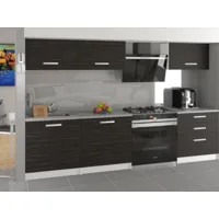 jori - cuisine complète modulaire linéaire l 180 cm 6 pcs - plan de travail inclus - ensemble armoires modernes de cuisine - ébène