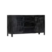 buffet bahut armoire console meuble de rangement noir 147 cm bois de manguier massif helloshop26 4402149