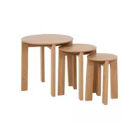 set de 3 tables gigognes rondes en bois massif plakine