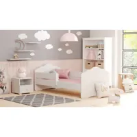 lit enfant fiona avec balustrade et matelas - sans graphique - 140 cm x 70 cm 140 cm x 70 cm