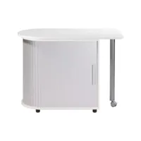 bureau informatique blanc et table pivotante - coloris: aluminium cool100bla