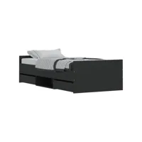 moderne structure de lit avec tête de lit/pied de lit noir 90x200 cm deco817321