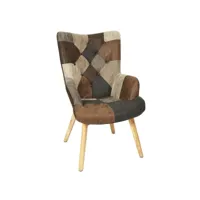 melo - fauteuil patchwork motifs nuances de marron