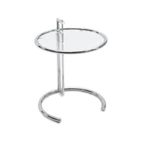 table d'appoint ronde ajustable - verre et acier - lake acier
