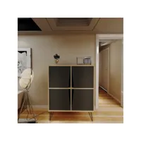 homemania mobile polyvalent momentum - avec portes, étagères - du salon, de l'entrée - chêne, anthracite en bois, 90 x 30 x 110 cm