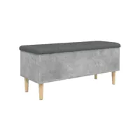 banc de rangement gris béton 102x42x46 cm bois d'ingénierie