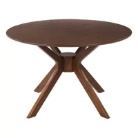 table à manger ronde d 120 cm bois sombre tymis 323662