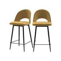 chaise de bar mi-hauteur pénélope jaune 65 cm (lot de 2)
