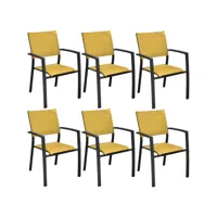 fauteuils de jardin aluminium et toile games (lot de 6) graphite, moutarde