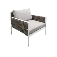 fauteuil bas de jardin gris textilène tressé - cami 95280012