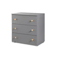 minea  commode auguste l. 80 cm grise  3 tiroirs 4comauguste
