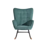 fauteuil à bascule scandinave rocking chair tissu vert turquois