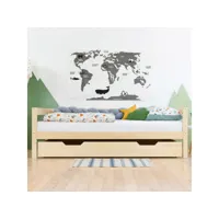tiroir lit à roulettes - couleur bois naturel pour lit 90 x 190 cm #ds