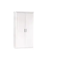 armoire hakon fonctionnelle 2 portes 1 niche et penderie en bois massif blanc