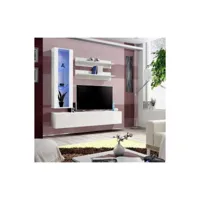 price factory - meuble tv fly h2 design, coloris blanc brillant. meuble suspendu moderne et tendance pour votre salon.
