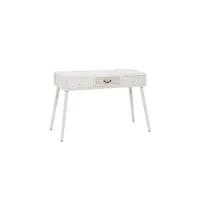 bureau 3 tiroirs bois clair-blanc - lino - l 110 x l 40 x h 78 cm - neuf