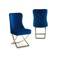 audrey - lot de 2 chaises en velours bleu pieds en métal doré audrey-y-2009g-ble-2