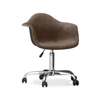 chaise de bureau avec accoudoirs - chaise de bureau pivotante avec roulettes - grev chocolat